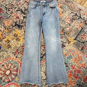 Women's Risen Light Blue Flared Jeans